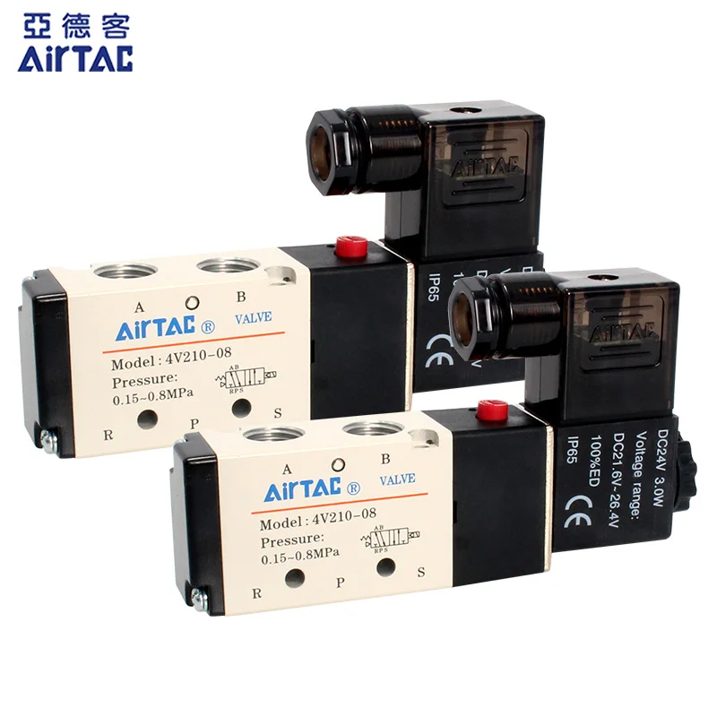 Melhor Qualidade Airtac tipo Pneumático Válvula Solenóide Elétrica Controle Direcional ar Válvula Magnética 12v 24v 220v 4v210 4v21008