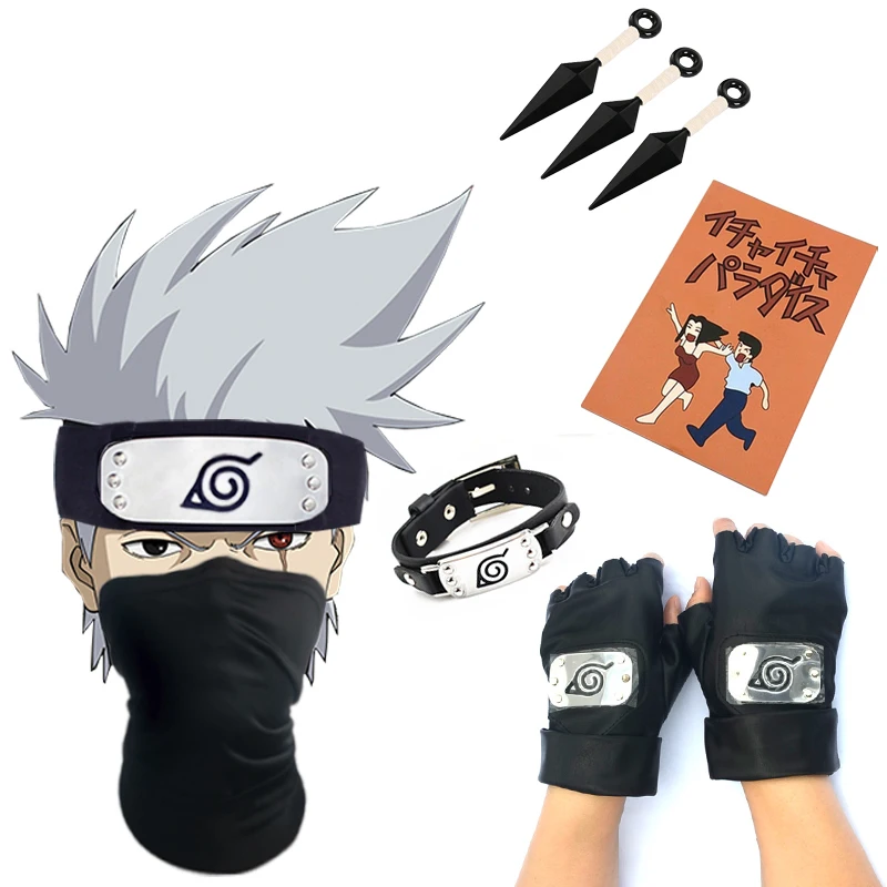 Ниндзя Какаси Косплей Аниме Наруто Hatake Kakashi аксессуары маска перчатки головная