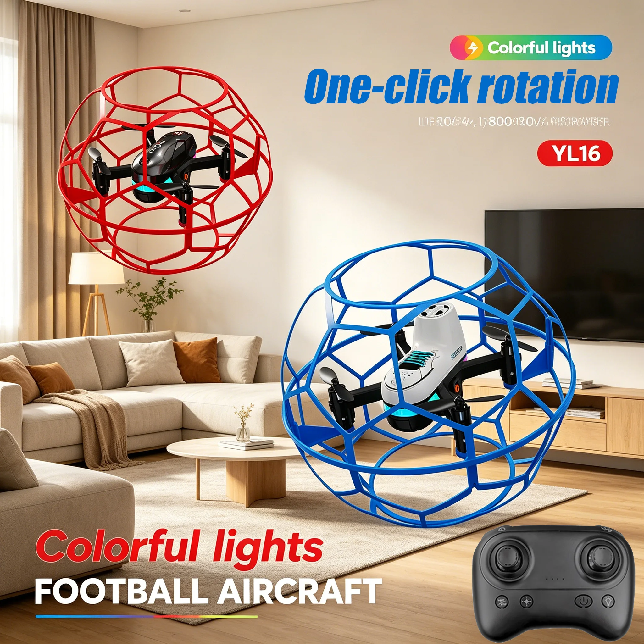 Nuovo YL16 360 ° Drone RC con protezione, barometro, mantenimento dell'altitudine, decollo con un tasto, adatto ai principianti, drone giocattolo da interno per bambini