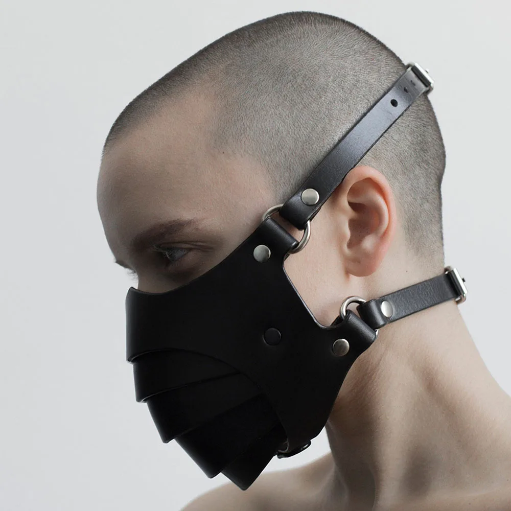 Bdsm Punk Leather Motorcycle Haze Face Mask Male Dust Windproof Adult Games Bondage Restraints Cosplay Sex Toys For Men_voghion.com