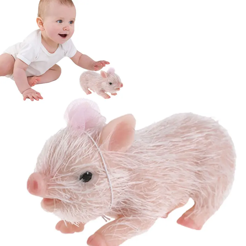 Pig High Simulation Silicone Piglet Realistic Pig Animals Toy With Hairs Soft Animals Fake Pets For Kids And Adults  5in