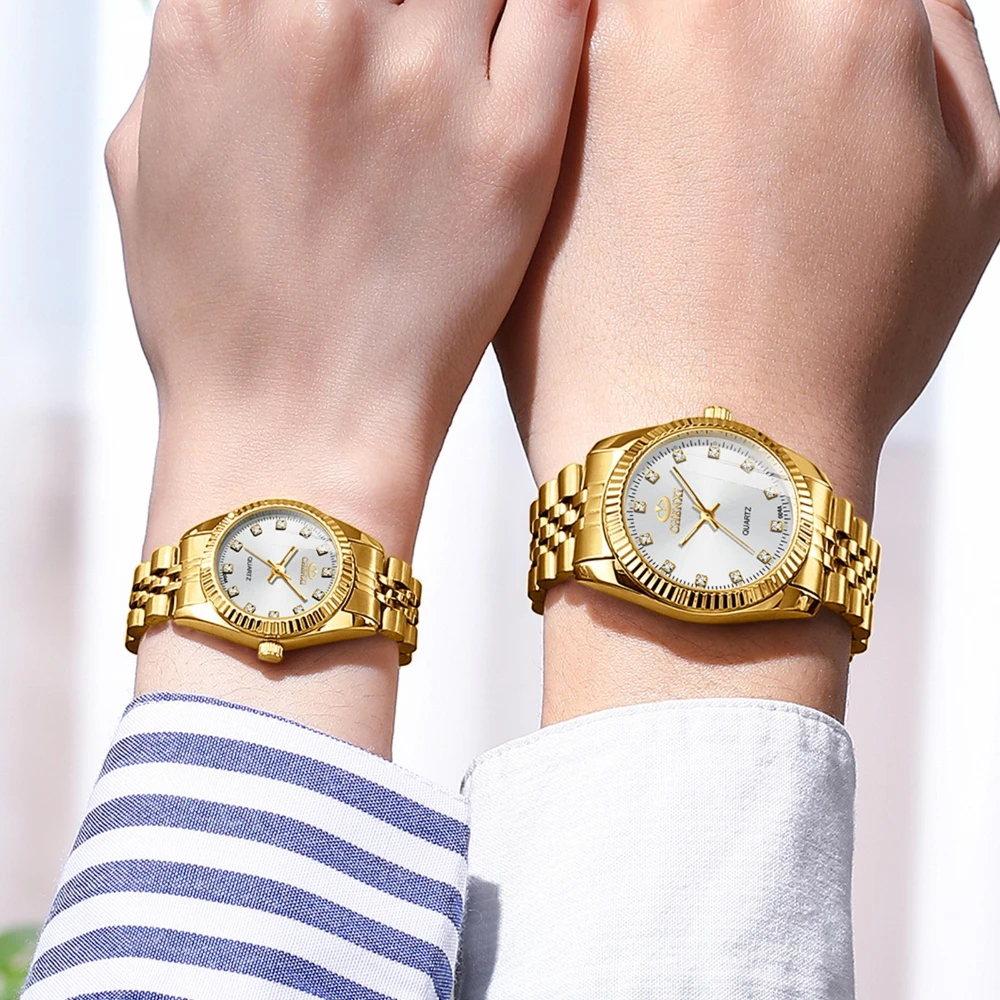 CHENXI Couple Watch Women Quartz Clock Luxury Golden Stainless Steel часы женские Relogio Femininoワンピース レディース Montre 6