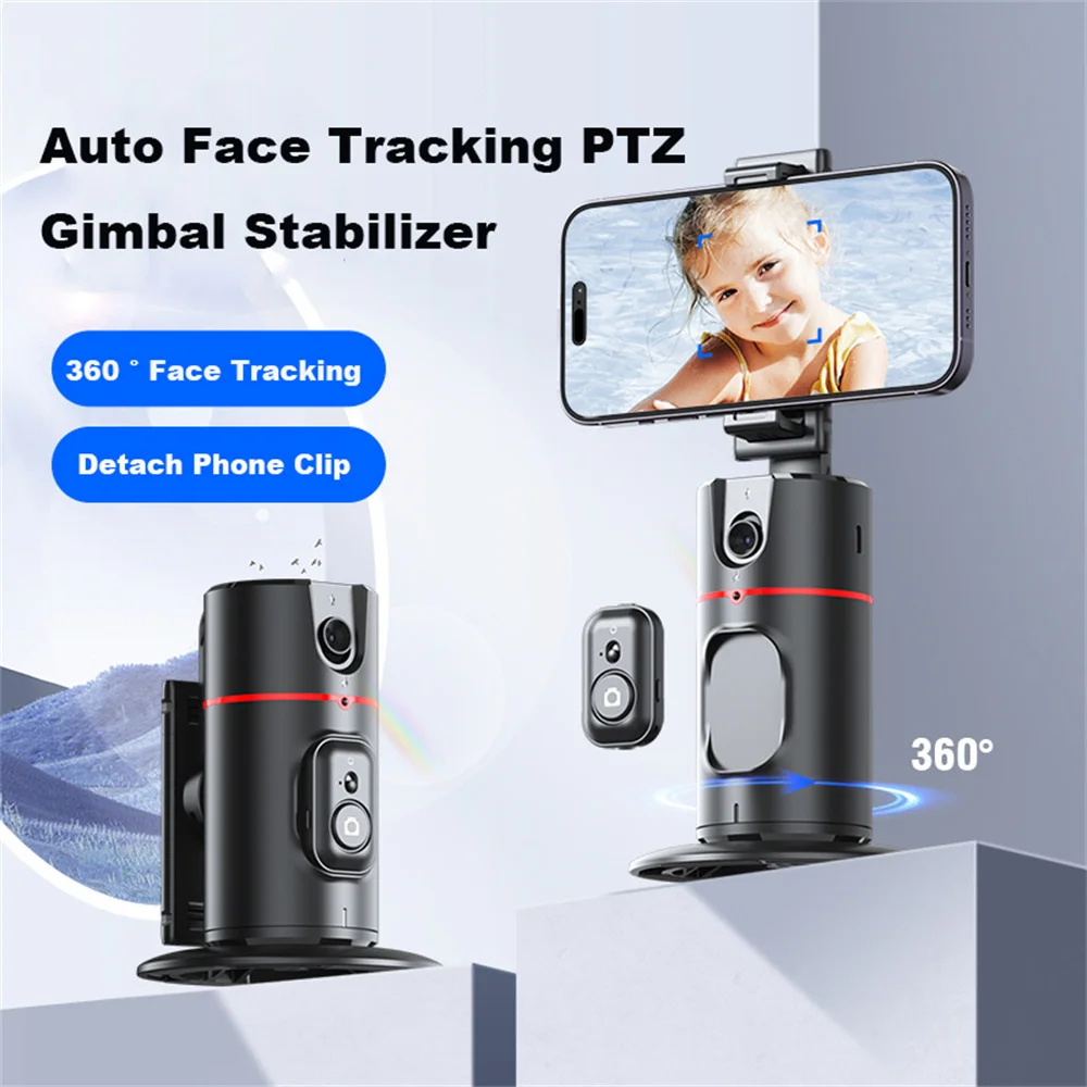 

P02 360 Rotation Gimbal Stabilizer Follow-up Selfie Desktop Face Tracking Gimbal for Tiktok Smartphone Live with Remote Shutter