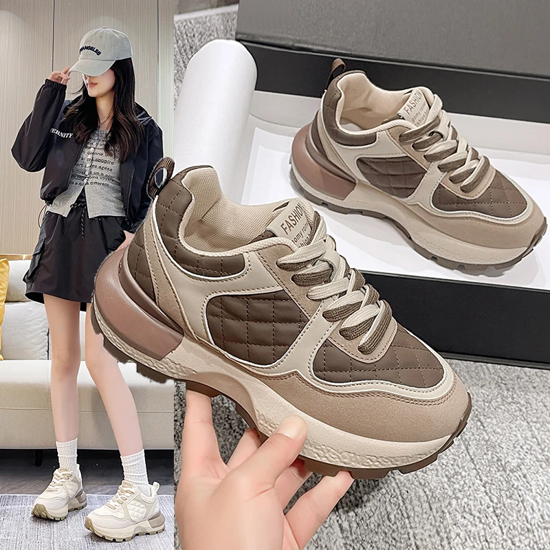 

Spring Shoes for Women Sneakers New Double Lacing Ladies Casual Sport Running Shoes Girl Breathable Leather Women Athletic Shoes