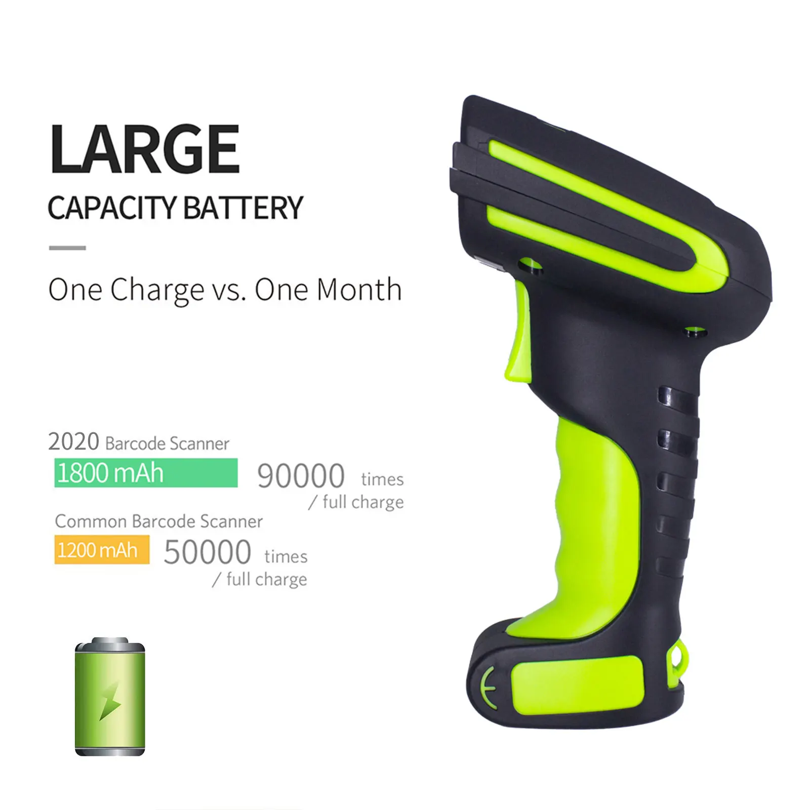 1D/2D 433MHz Wireless Bluetooth Industrial Handsfree Barcode Scanner 2625 Feet Transmission Distance Cordless Charge Base