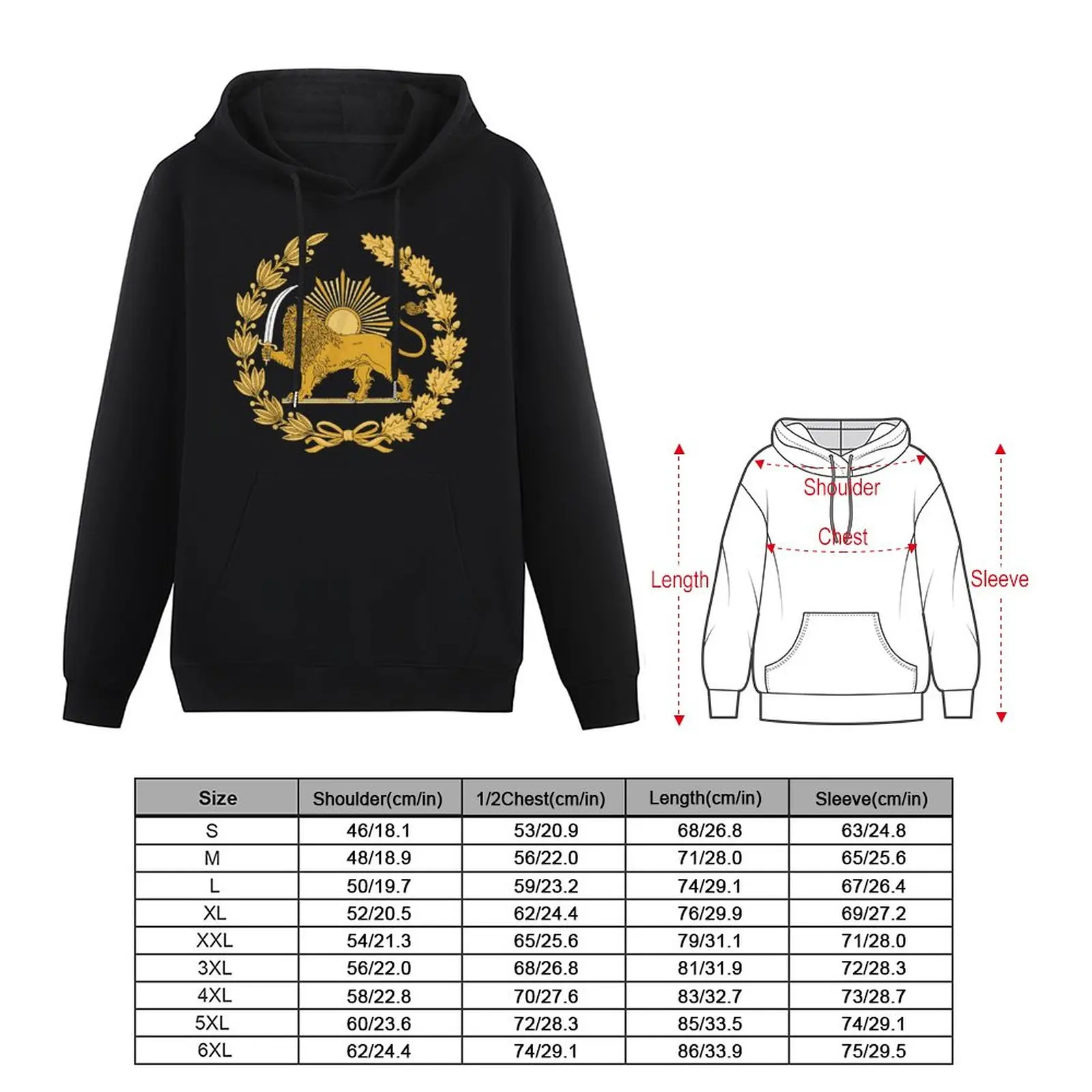 Iranischer Löwe und Sonne Hoodie, Vorderansicht