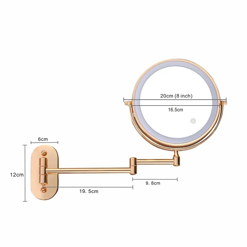 Makeup Mirror LED Smart Bath Mirrors 3x/5x/7x/10x Magnifying Double Side USB Charging Bathroom 3 Color Light Cosmetic Mirrors 5