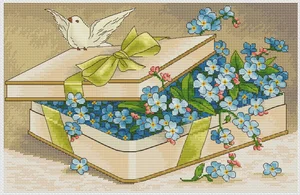 Flower Gift Box Cross stitch Handmade 14CT Counted Canvas DIY,Cross-stitch kits,Embroidery