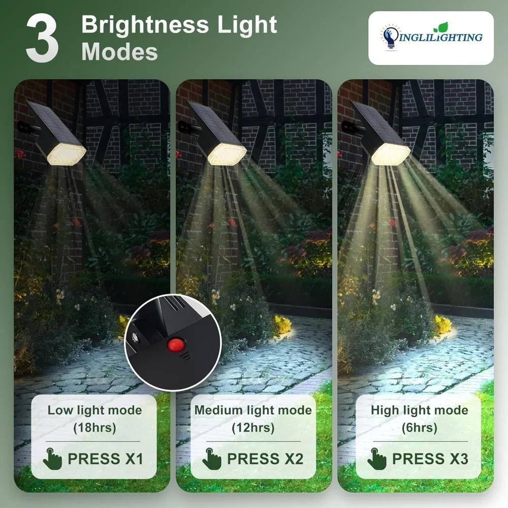 Waterproof Solar Lights Outdoor: IP65 Led Spot Light Decorations for Garden - 3 Lighting Modes Solar Powered for Yard 6