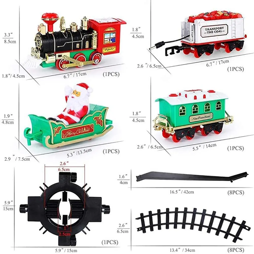 Electric Train Set Toy Car for Christmas Tree Railway Model Transport Train With Music Santa Claus Xmas Gifts