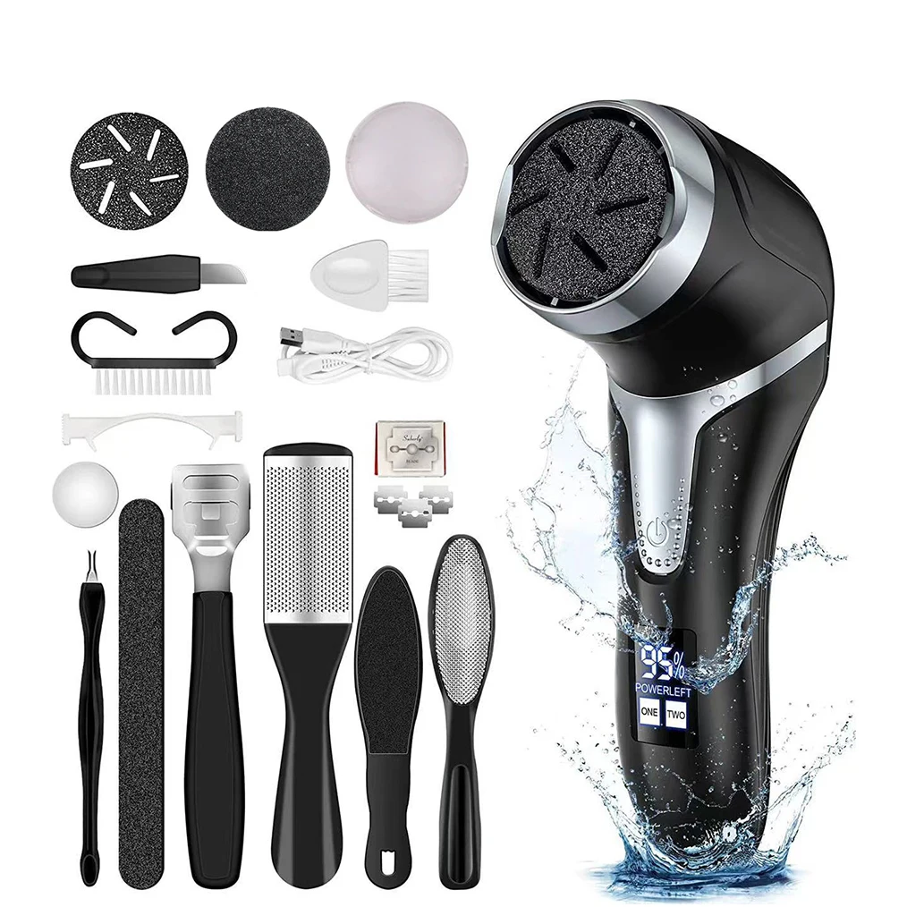 NEW Rechargeable Electric Foot File Callus Remover Professional Pedicure Machine Foot Heel Dead Skin Polisher 3 Heads 2 Speed 6