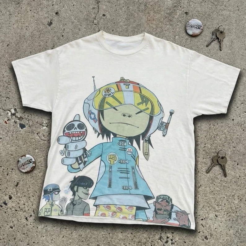 Gorillaz T-Shirt, Oversized, Unisex, Streetwear, trendige Baumwolle, modisch, lässig, klassisch, locker geschnitten, beliebtes Produkt, bequemes, weiches T-Shirt