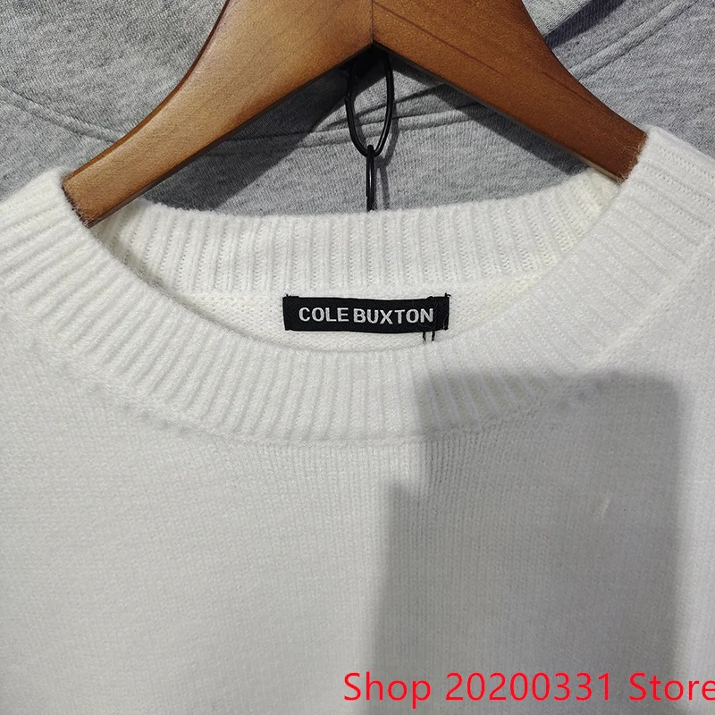 Y2K Letter Jacquard Logo Oversize Sweatshirts Men Women High Quality O-Neck Cole Buxton Knit Sweater