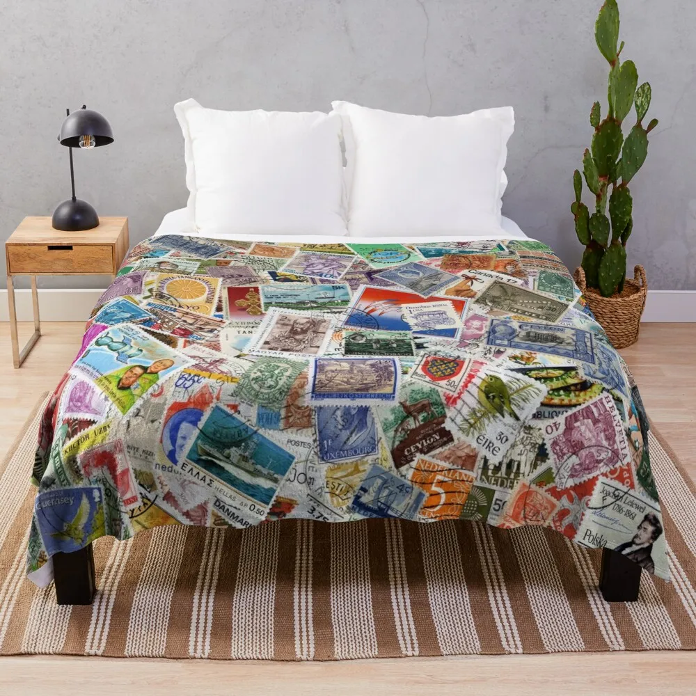 

Stamp To It Throw Blanket Decorative Blankets Plaid on the sofa Quilt Blanket