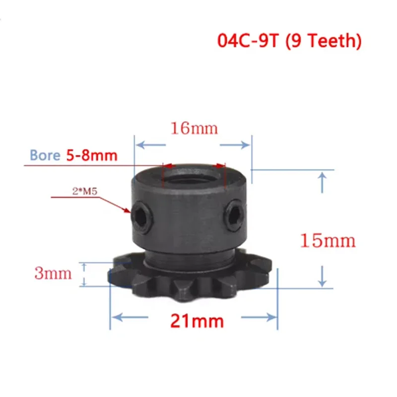 Industrial Drive Sprocket 1PCS #25 Chain Drive Sprocket Wheel 9Tooth 10Tooth Bore 5/6/8/10mm Pitch 1/4" 6.35mm For 04C Chain