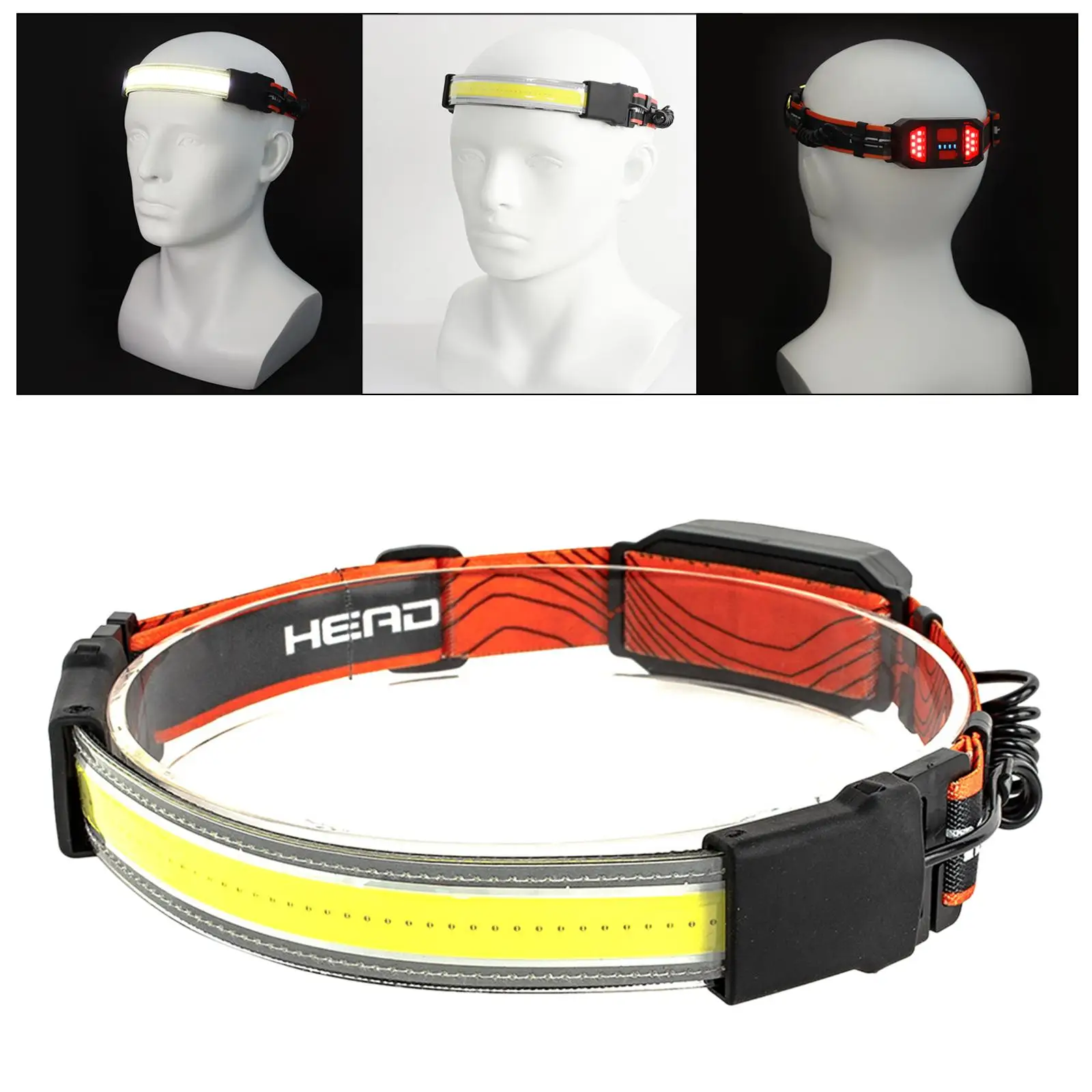 Bright COB+LED Headlamp Torch Flashlight 3 Modes Head Band Lamp for Camping