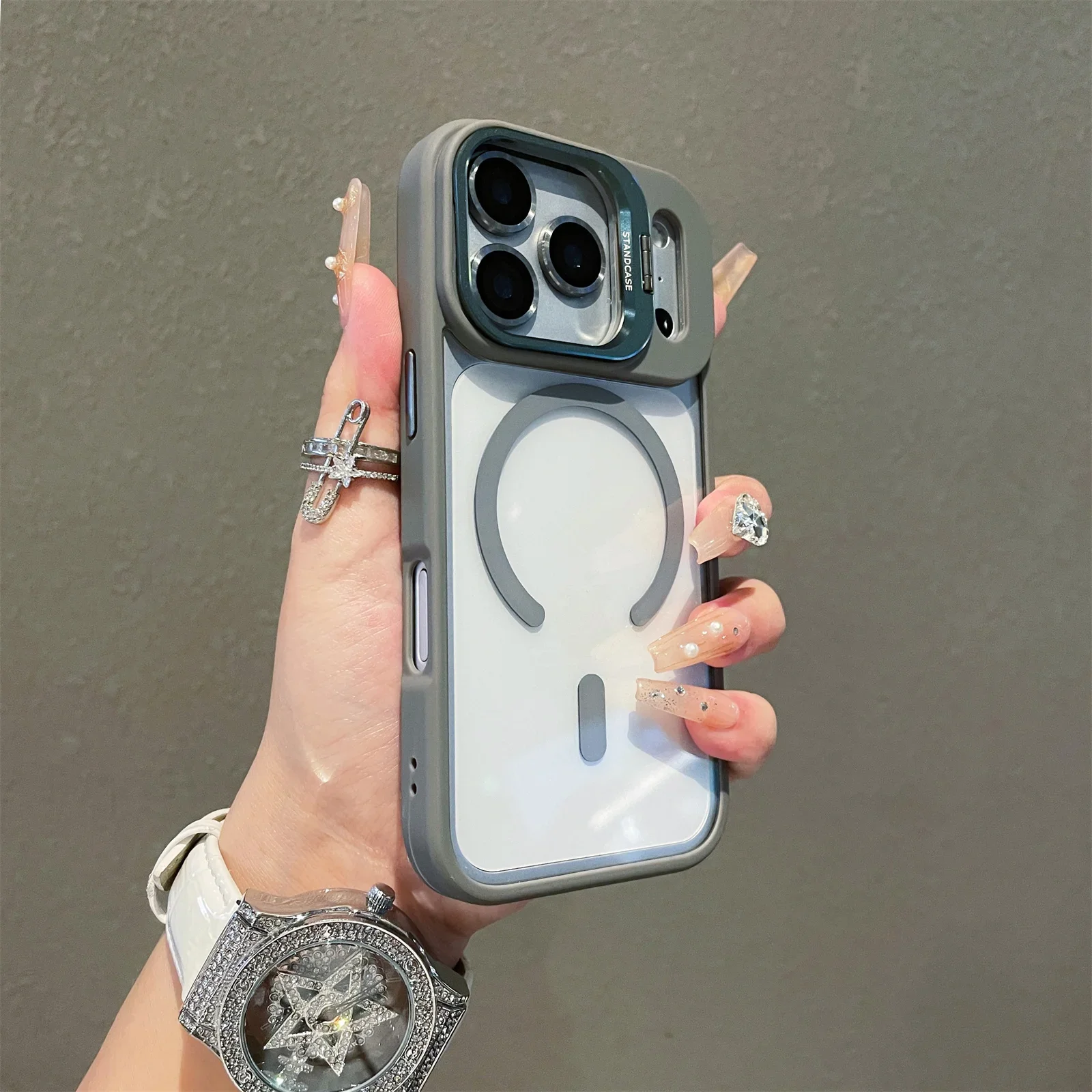 Magnetic Clear Slim Phone Case with Kickstand - Protective Cover