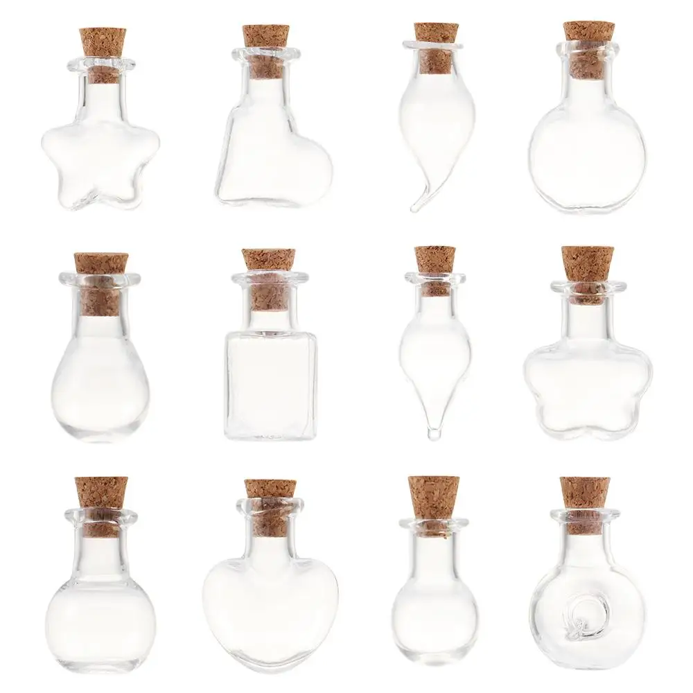 5pcs Mini Glass Cork Bottles Empty Sample Jars Wishing Bottle Home Decoration DIY Jewelry Pendants Cork Stopper Storage Vial mini glass bottles