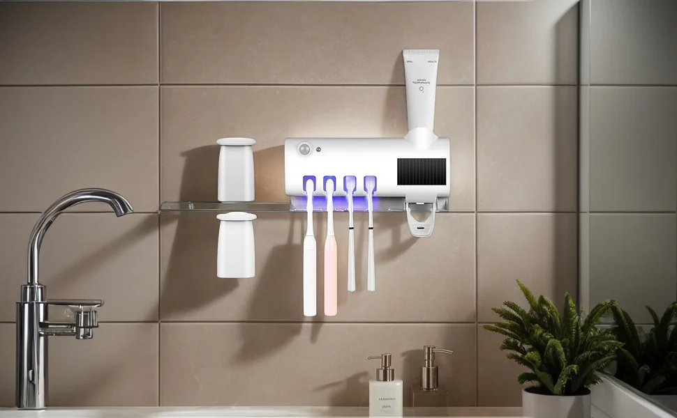 Wall mounted toothbrush holder