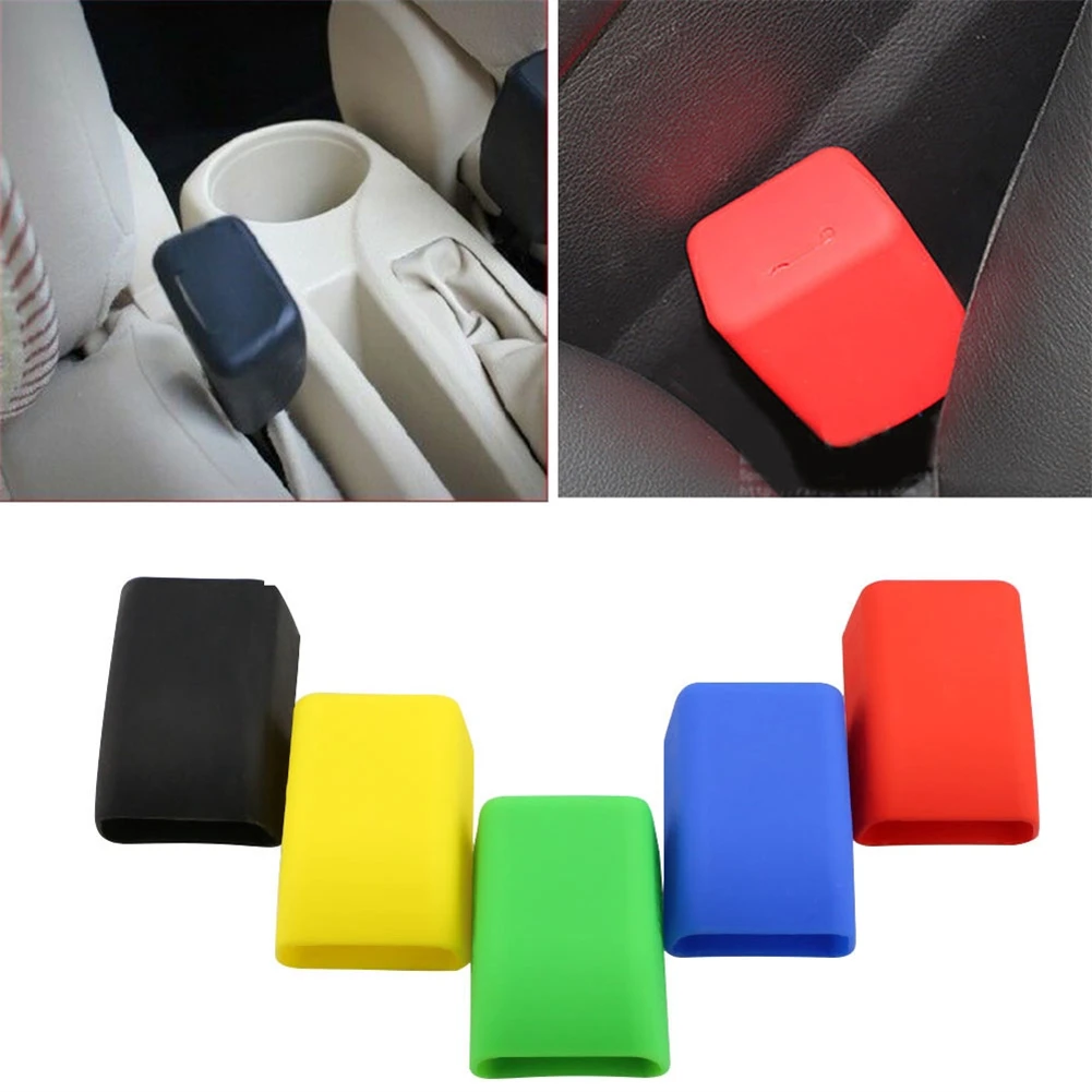 1pc/set Universal Seat Belt Buckle Protective Cover Silicone Universal Car Anti Scratch Dust Case Accessories Black/Red/Blue