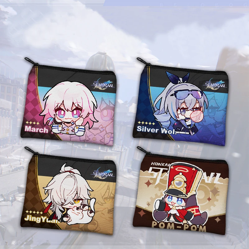 

Game Honkai Star Rail Jing Yuan Anime Canvas Wallet Pam March 7 Himeko Portable Card Bag Cute Coin Key Storage Bag Fan Gift