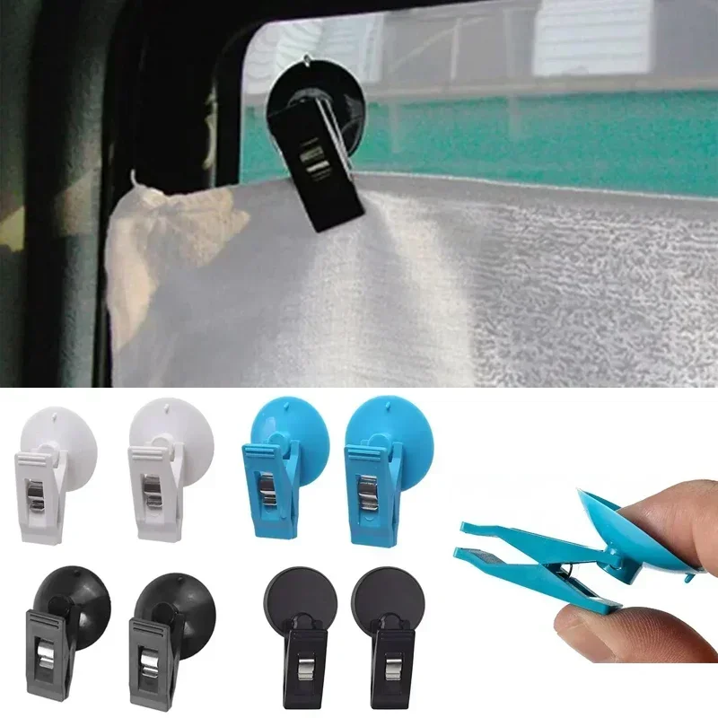 2pcs Suction Cup Clip Car Interior Window Clip Removeable Bill Card Clamp Holder Ticket Fastener Clip Interior Accessories