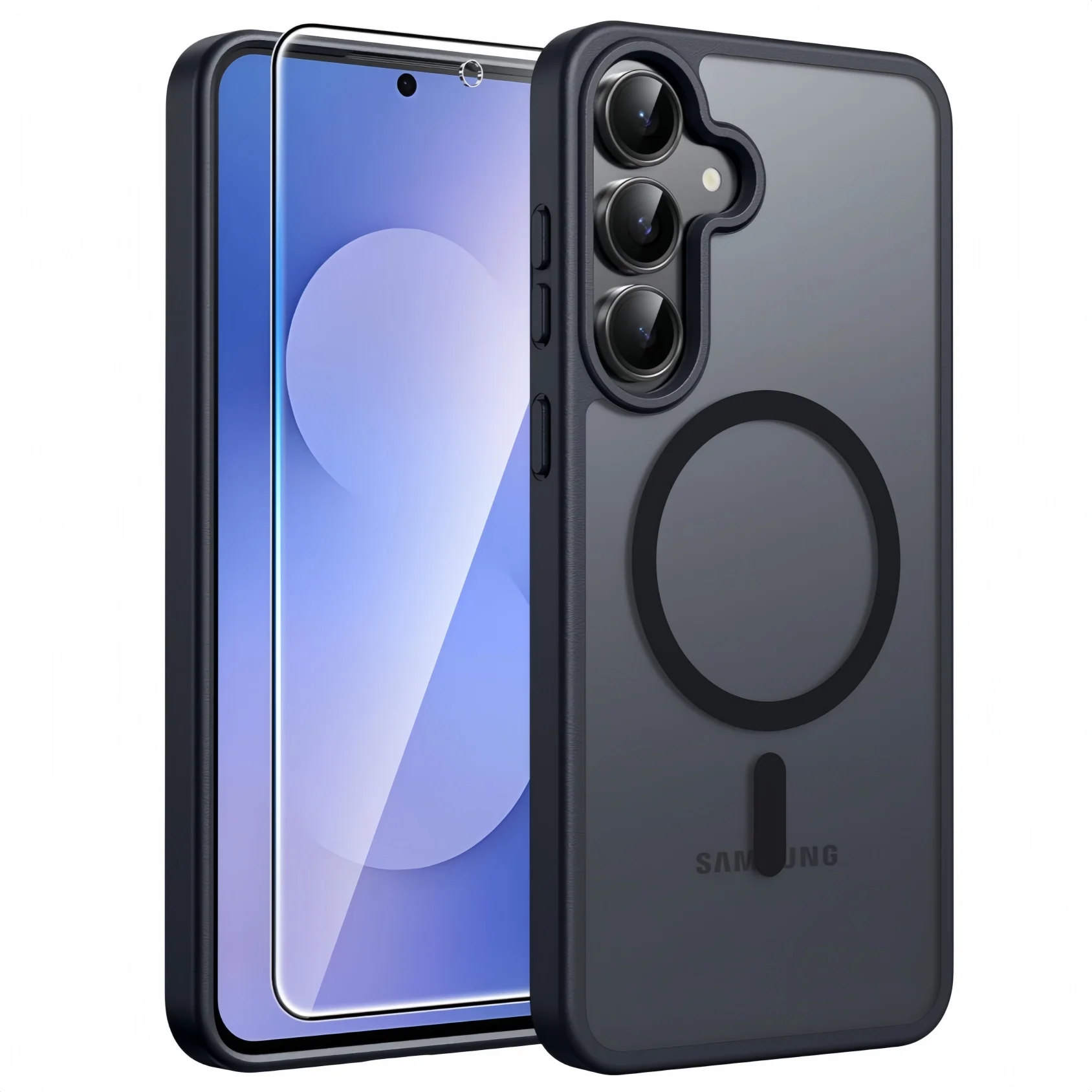 Magnetic Translucent Matte Slim Shockproof Case with Screen Protector