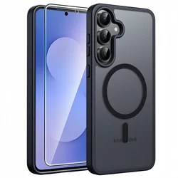 Magnetic Translucent Matte Slim Shockproof Case with Screen Protector - Galaxy A57 (Black)