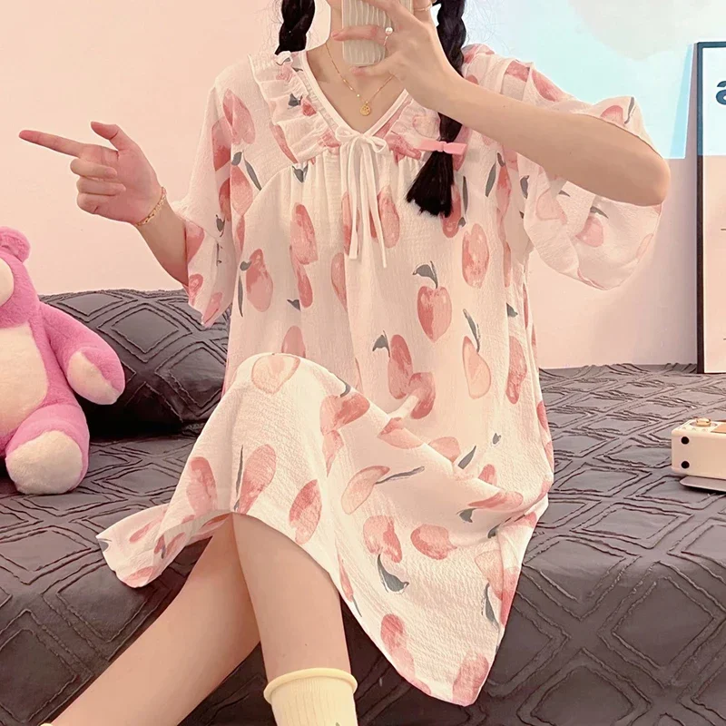 【threetimes】韓国人気★(S,M) Cotton Pajama Dress threetimes] Cotton pajama dress (Pink) 正規品 韓国ブランド