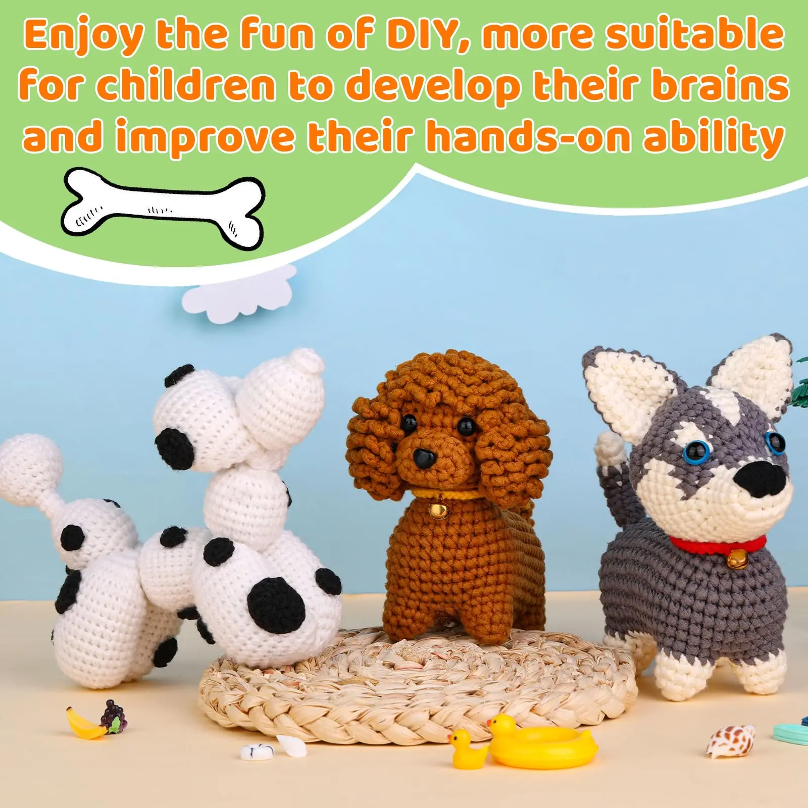 Fenrry Crochet Kit for Beginners Dog with Step-by-Step Video Tutorials Crochet Yarn Hook for Adults Birthday Gifts knitting needles crochet yarn crochet kit crochet hooks knitting supplies knitting material weaving tools yarn holder knitting craft supplies knitting loom