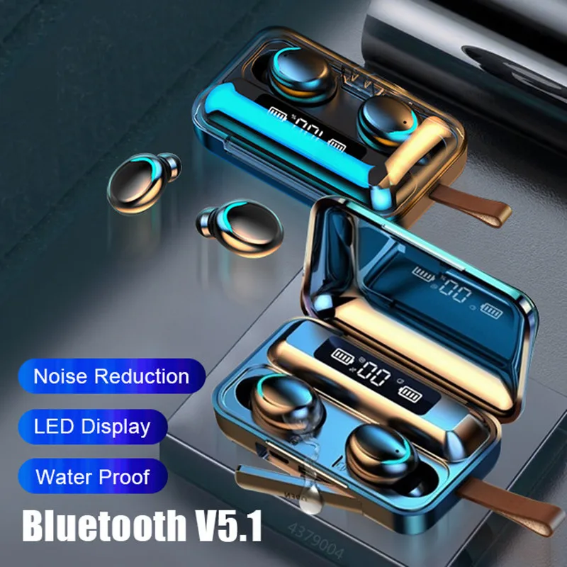 bluetooth earphones F9 Bluetooth Wireless Headphones IPX7 Waterproof Ear Hooks Noise Reduction Earbuds HiFi Stereo headsets