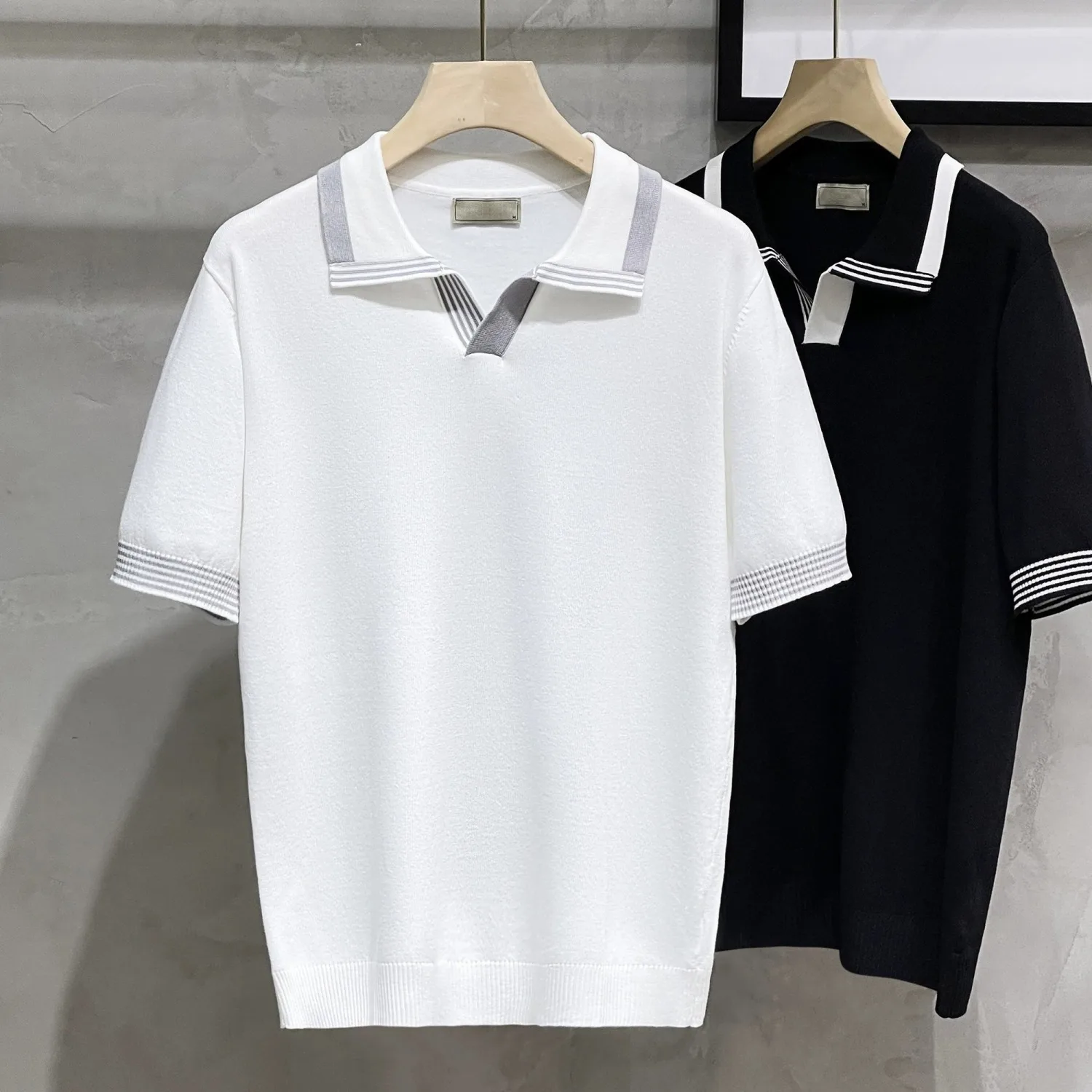 

2024 Korean Luxury Clothing Autumn Winter New Men's Sweater with High Collar Oversize Slim Fit Casual Knit Polo Shirts Q48
