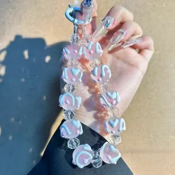 Elegant Beaded Phone Wrist Strap with Anti - Theft Features (Pink)