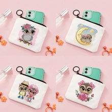

Harajuku style owl Pattern Coin Purses Small Fresh Canvas Coin Wallet Lady Girl Earphone Coin Key Money Storage Bag Zipper Pouch