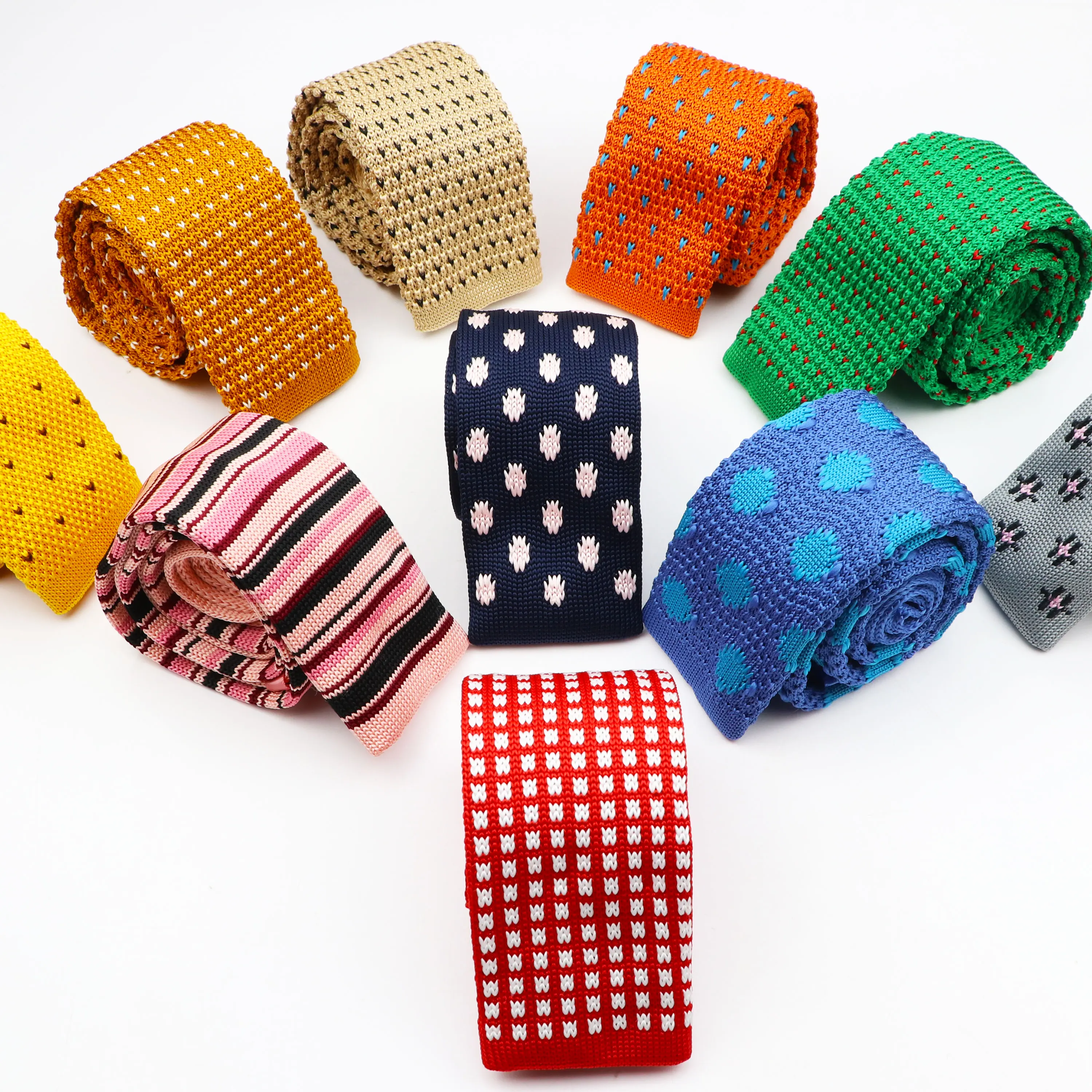Men's Knitted Retro Wave Point Striped Tie Classic Thin Cravat neck tie