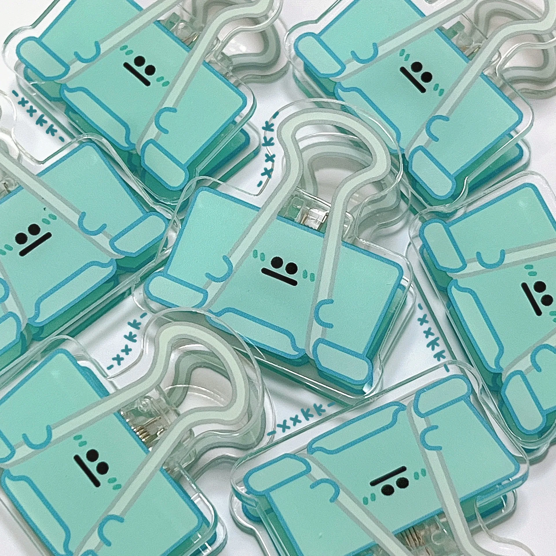1Pcs Multicolor Cute Face Acrylic Binder Clip Planner Clips Paper Clamp Office Decorative Supplies School Stationery
