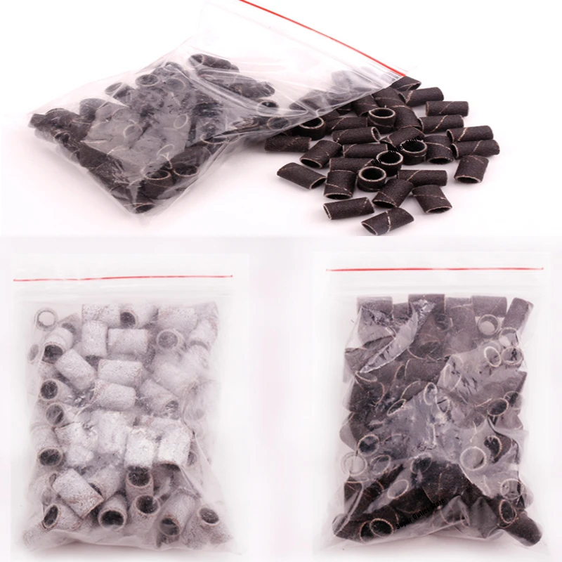 100pcs Nail Sanding Ring Bands Electric Manicure Nail Drill Bits 80/120/180 Grit Gel Nail Polish Removal Pedicure Abrasive Tool