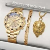 3pcs/set Fashion Men's Luxury Watch Set Trendy Party Hip Hop Men's Quartz Analog Watch with Jewelry Set(Box not included)） 1