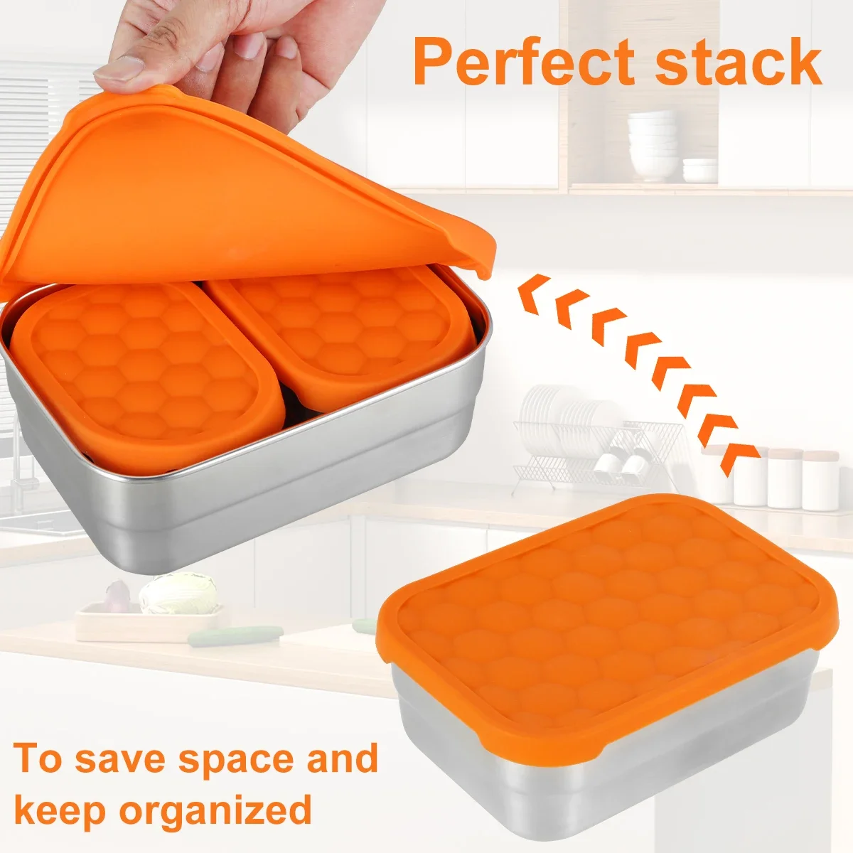 Stainlesss Steel Picnic Box Leak Proof Lunch Box Lid Bento Food Storage Containers Portable Food Container 3/6Pcs kitchen storage box,food storage container,food storage box