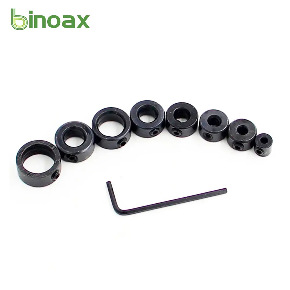 Binoax 7/8Pcs Drills Depth Stop Collars Ring Dowel Shaft Chuck 3-16mm With Hex Wrench Woodworking 8 pcs set bit limit ring twist drill locating ring 3 4 5 6 8 10 12 16mm bit depth stop collars ring for drilling drop shipping