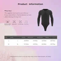 Mens One Piece Thongs Leotard Sleepwear Rompers Round Neck Long Sleeve Press Buttons Bodysuit Casual Wear High Cut Nightwear - Image 6