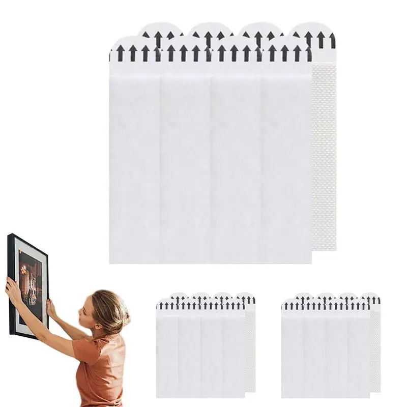 

12 Pairs White Tape Damage-Free Picture&Frame Hanging Strips Wall Sticker Hook Picture Hanging Strips