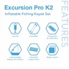 68309EP Excursion Pro K2 Inflatable Kayak Set: 2-Person 400lb Ccity SuperTough PVC Adjustable Bucket Seat Includes Deluxe 86in