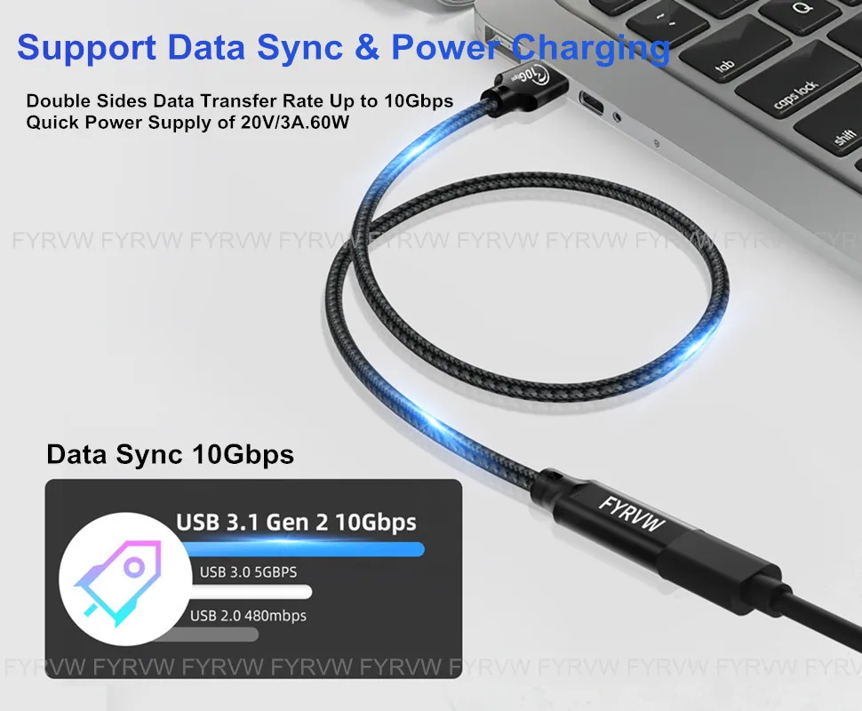 USB3.2 10 Gbit/s Bidirektionaler USB A auf USB C Android Auto Extend Kabeladapter Daten Externe SSD Schnellladung für Samsung Pixel – Detail 1