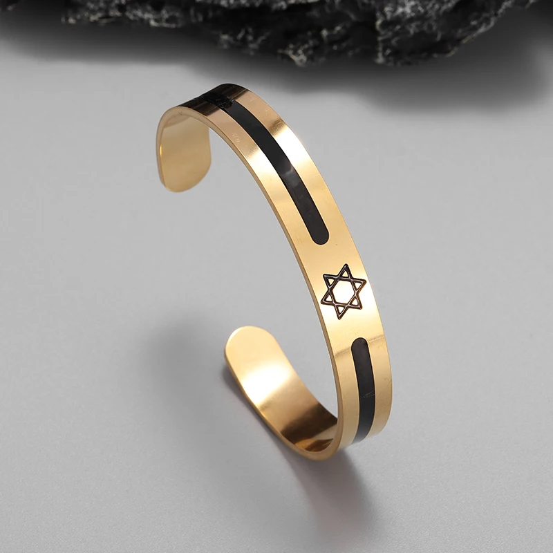 Star Of David Leather Bracelet For Men - Vintage Hexagram Adjustable Braided Cuff, Silver Accent - View #3