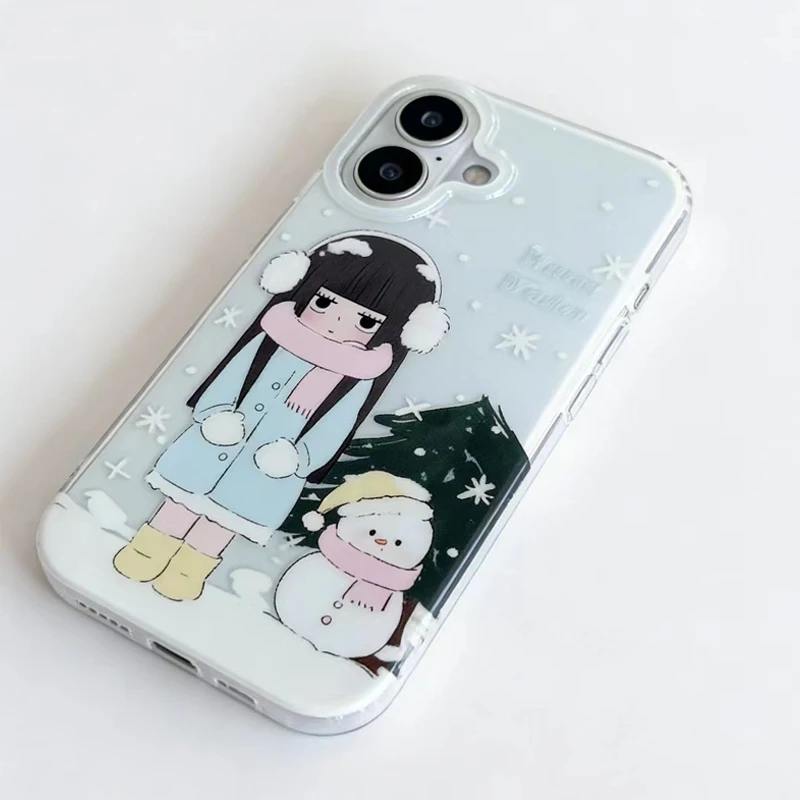 Cute Manga Girl Snowy Sky Phone Case - Trendy & Versatile Design