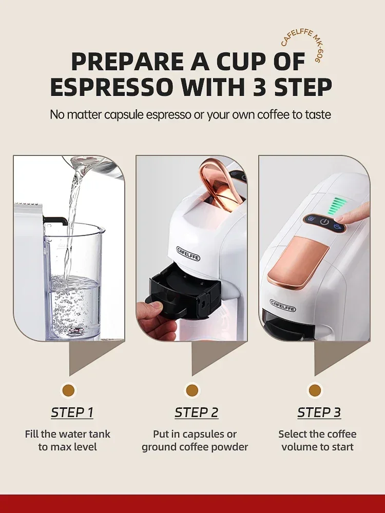 Small Fully Automatic 5-in-1 Coffee Machine Hot/cold DG Multi Capsule Cappuccino Nespresso Ground Coffee Buffet Restaurant Bar 5