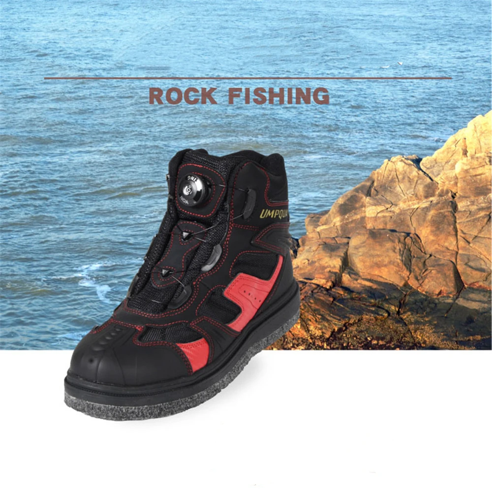 New Men's Fly Fishing Hunting Wading Boots Outdoor Breathable Self Lock Shoes Men Anti-Slip Rubber Boots For Rock Fishing Waders