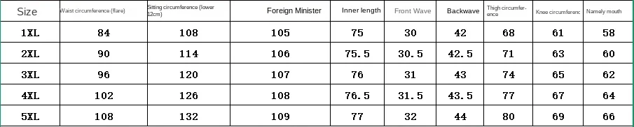 Tableau des tailles jean femme Y2K taille haute grande taille