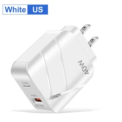 40W PD Fast Charging Dual - Port USB Wall Adapter - US Plug White